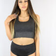 Dark Grey Marle High Waisted BRAZIL Scrunchie Bum Shorts