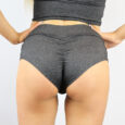 Dark Grey Marle High Waisted BRAZIL Scrunchie Bum Shorts