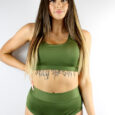 Olive High Waisted BRAZIL Scrunchie Bum Shorts